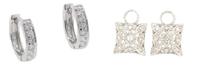 14K White Gold Hug Hoop Earrings With Charms, 0.29 Carats of Diamonds 202//65