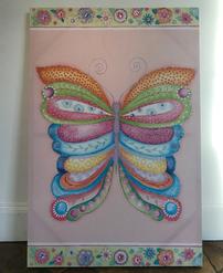 Bright Bedazzled painting of a butterfly. 202//247