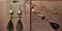 Set of Genuine Abalone and Mother of Pearl Necklace and Earrings 202//102