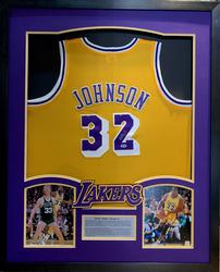 Magic Johnson Framed Signed LA Lakers Jersey 202//250
