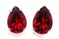 Sterling Silver and White Gold 5 Carat Garnet Pear Stud Earrings 202//134