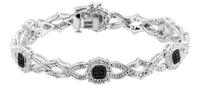 Sterling Silver Layered Black and White Diamond Bracelet 202//90