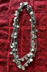 Vintage Greek Multi Coin Layered Silver Necklace 183//280