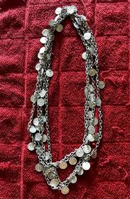 Vintage Greek Multi Coin Layered Silver Necklace 183//280