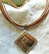 Greek Key Pendant Multistrand Necklace 202//222