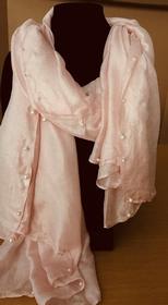 Handpicked from Florence Italy Pink Silk Scarve with Pearl Embellishment 154//280