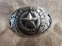 Silver Texas Belt Buckle with Black Accents 202//151