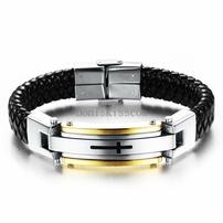 Leather and Stainless Steel Men's Bracelet 202//202