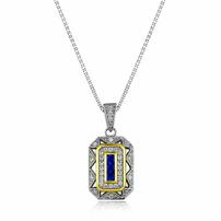 Vintage Blue Sapphire Sterling Silver Necklace 202//202