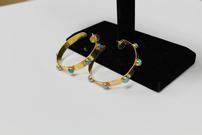 Kate Swail Designs - Gold Hoop Earrings with Turquoise 202//135