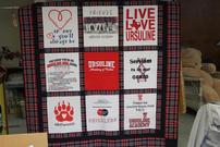 One-of-a-Kind Quilt made from Ursuline T-shirts with an Ursuline Plaid Border 202//135