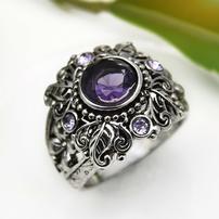 Amethyst Silver Layered Ring Size 6.5 202//202