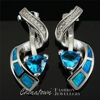 Blue Fire Opal Topaz Twist Earrings 202//202
