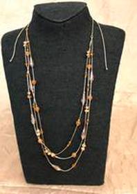 3 Strand Amber Crystal Bead Necklace 198//280