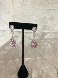 Pink and Crystal Drop Earrings 202//269