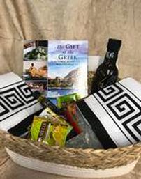 Greek Food Basket with Olive Oil and Cookbook 202//257