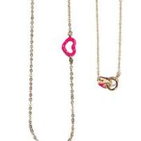 From Ylang23, a 10K gold necklace featuring a hot pink enamel heart 202//202