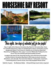 Horseshoe Bay Resort Unlimited Golf for 2 People for 3 Nights 202//261