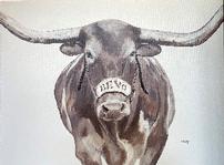 "Gameday Ready Bevo" painting 202//149