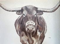 "Gameday Ready Bevo" painting 202//149