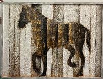 Horse oil painting on wood, 48