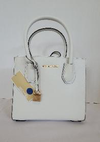 Michael Kors white leather accordian messenger bag 196//280