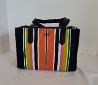 Kate Spade multi-colored striped canvas satchel purse 202//176