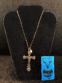 Large angel cross w/pearl pendant on17