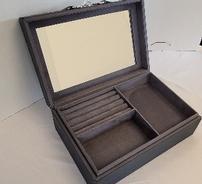Global Views men's blue leather double tray jewelry chest 202//184