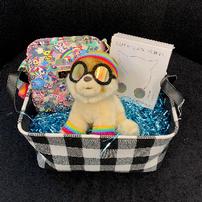 Fun Girl gift basket, incl. camo crossbody, cat headphones & stuffed dog 202//202