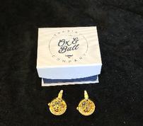 Gold on gold kinetic watch movement cuff links w/whale back closure 202//178