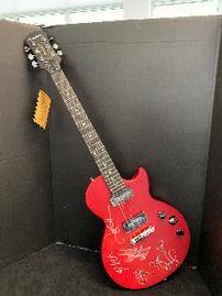 Red Epiphone electric guitar signed by Starship Band 202//269