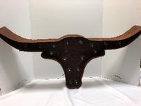 Texas longhorn distressed metal, retro lit wall decor, 36