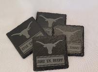 Set of 4 University of Texas slate coasters 202//150