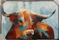 Colorful longhorn hand-embellished framed art, 24