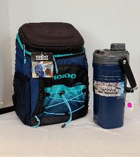 Titan Rugged 40 oz. navy insulated jug & Igloo cooler backpack in navy ombre 202//226