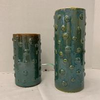 Set of 2 teal green pillar holders,12.5