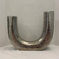 Global Views mottled metallic U-shaped ceramic pillar candle holder, 19