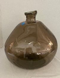 Large taupe tinted recycled glass bubble-shaped vase 202//259
