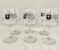 6 long stem wine glasses w/Jesuit shield & logo 202//174