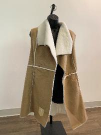 Women's duster vest w/suede & faux fur, embroidered w/Jesuit shield, One Size 202//269
