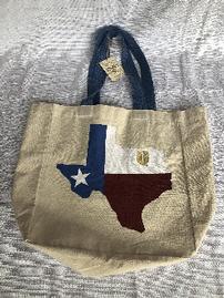 Canvas bag in off-white w/state of Texas & Jesuit shield, medium sized 202//269