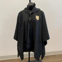 Hooded rain poncho in black, w/Jesuit shield 202//202