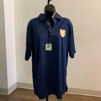 Men's navy short-sleeve golf shirt embroidered w/Jesuit shield, size M 202//202