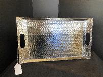 Hammered copper/aluminum interior two-tone rectangular tray, 11.5