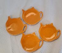 Set of 4 Price & Kensington teapot-shaped ceramic teabag caddies in tangerine 202//175