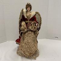 Angel Christmas Tree topper, in velvet & gold sequin gown 202//202