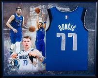 Luka Doncic signed Mavericks jersey, framed 202//161