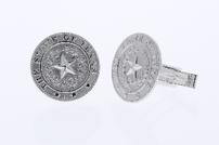 14K white gold State of Texas Seal cuff links, 3/4