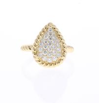 18K yellow gold pear-shaped diamond pave ring 202//210
